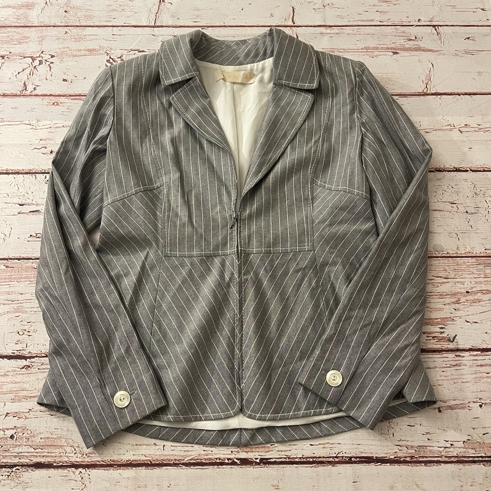 Vintage Valentino Spa Collared Jacket Blazer Size 12 Gray Made in Italy Women's